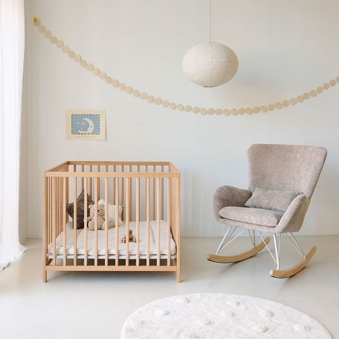 Petite Amélie Rocking chair Lune | Fauteuil allaitement | Bois et métal | Brun | Supporte 110 kg | Design ergonomique pour chambre de bébé (Petite Amélie) - Couverture