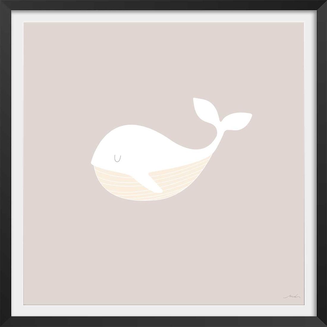 Affiche enfant baleine oh avec cadre noir 30x30 cm (Hexoa) - Couverture