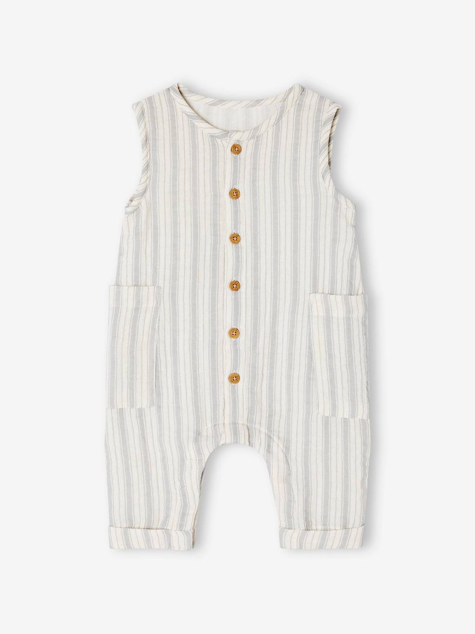 Combinaison en gaze de coton naissance écru (Vertbaudet) - Couverture