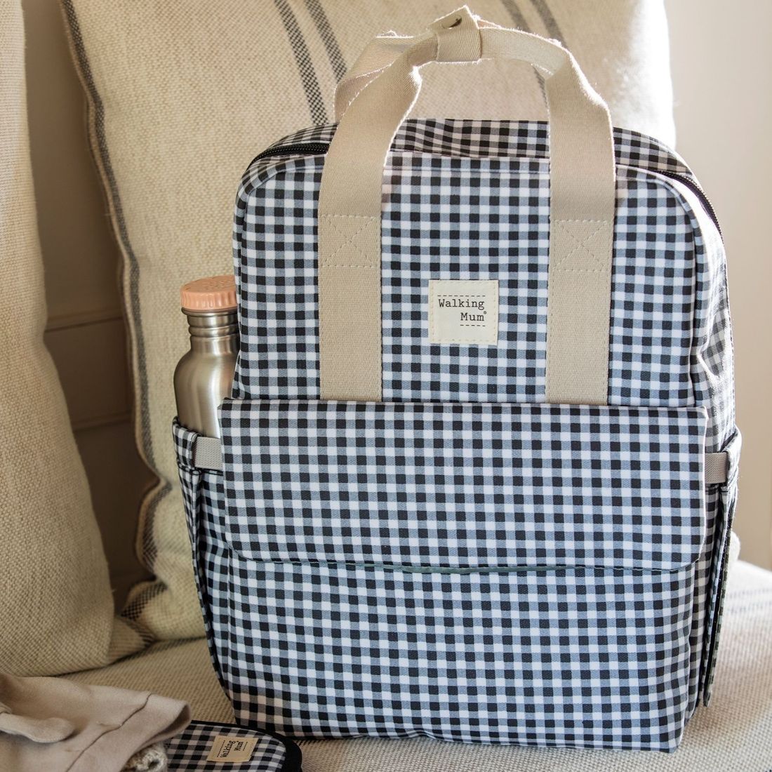 Sac à dos à langer I Love Vichy Noir (Walking Mum) - Couverture
