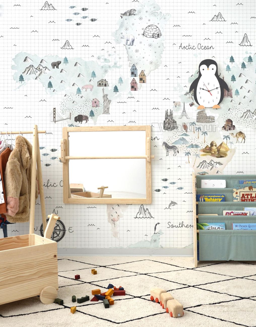 Miroir en bois de pin en couleur naturel Montessori. (RNT by Really Nice Things) - Couverture