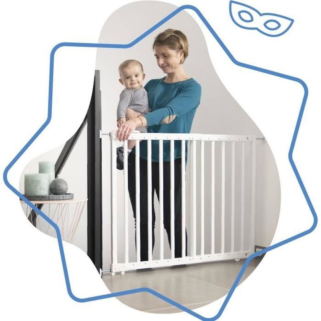 Barrière pression déco Pop ajustable - Blanc - Blanc (Badabulle) - Couverture