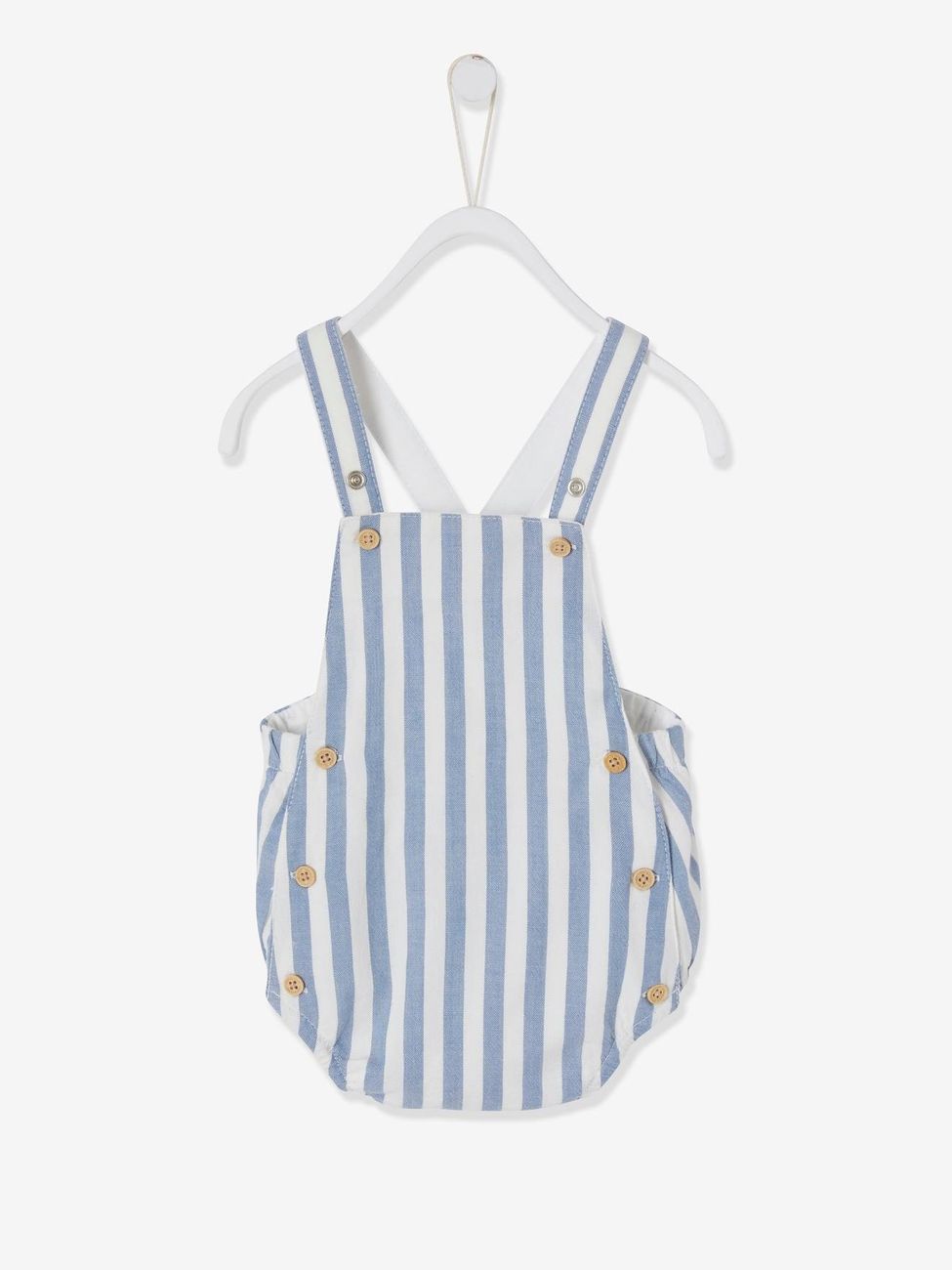 Combinaison bébé naissance forme barboteuse bleu chambray rayé (Vertbaudet) - Couverture