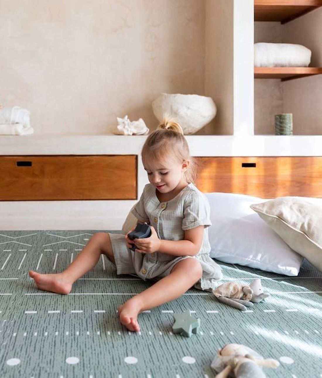 Tapis de jeu puzzle en mousse éco-responsable vert 120x180cm (ToddleKind) - Couverture