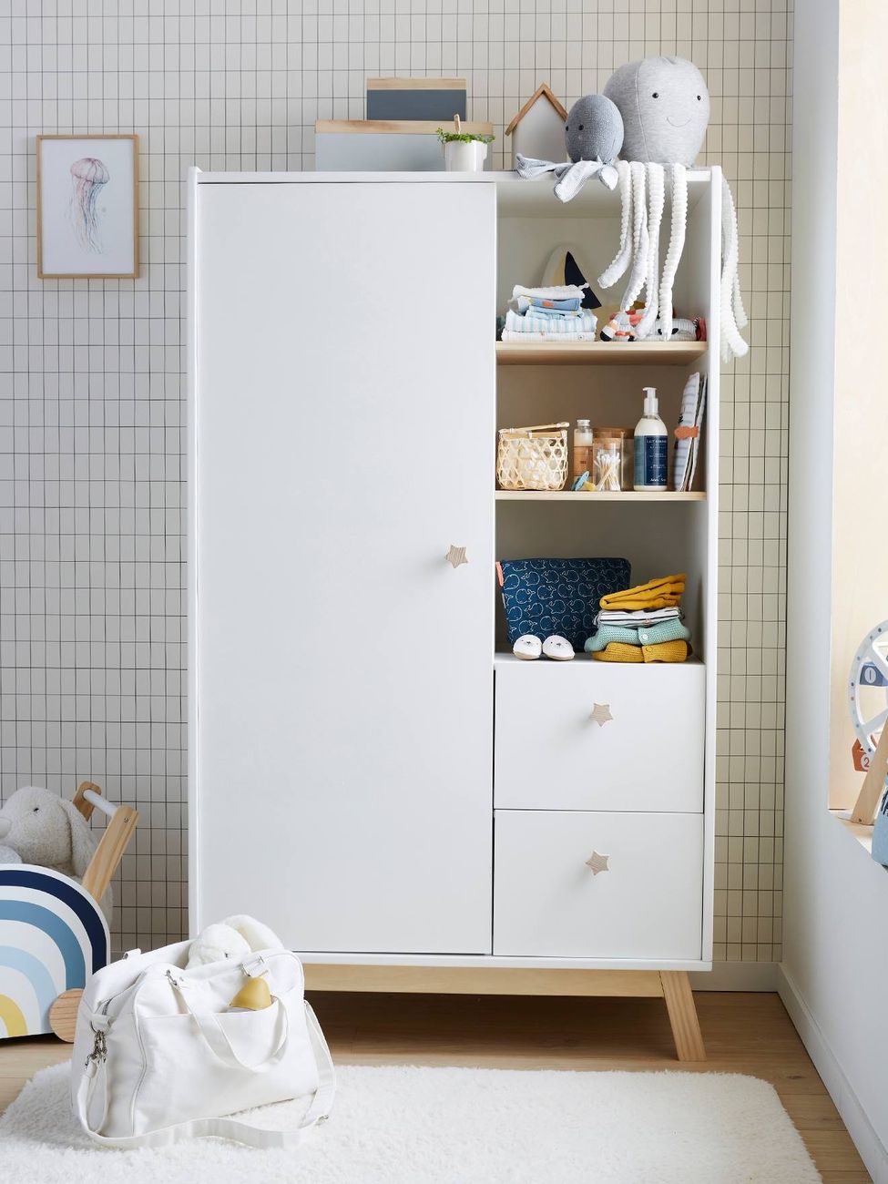 Armoire GRANDE OURSE blanc/bois (Vertbaudet) - Couverture