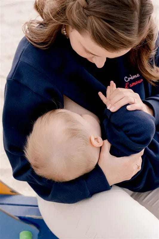 Sweat Grossesse et Allaitement "Crème d'Amour" (Navy) (LIMKY) - Couverture