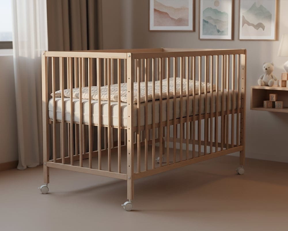 Lit bébé cododo en bois hêtre brut 60 x 120 cm (Webaby) - Couverture