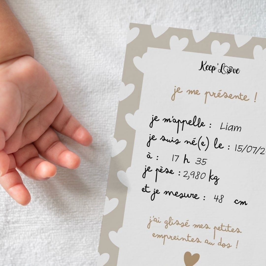 Carte Naissance à Personnaliser - Je me présente (Keep love) - Couverture