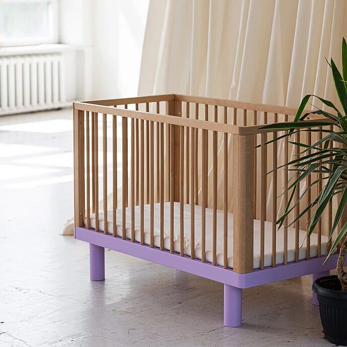 Lit Bébé Evolutif Nox Bois Naturel et Lavande - 60 x 120 cm (Karl & Fric) - Couverture
