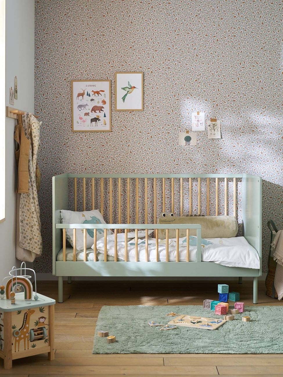 Lit bébé cannelé évolutif 70x140cm vert (Vertbaudet) - Couverture