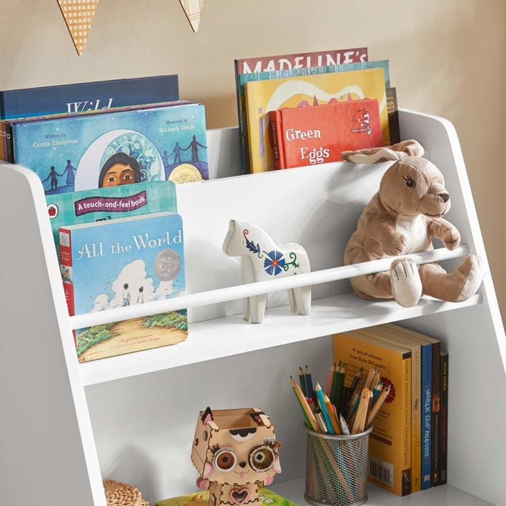 Étagère de rangement à livres et jouets enfants effet bois blanc (SoBuy) - Couverture