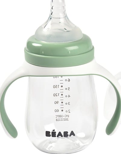 Biberon d'apprentissage 2 en 1 vert sauge (210 ml) (Béaba) - Couverture