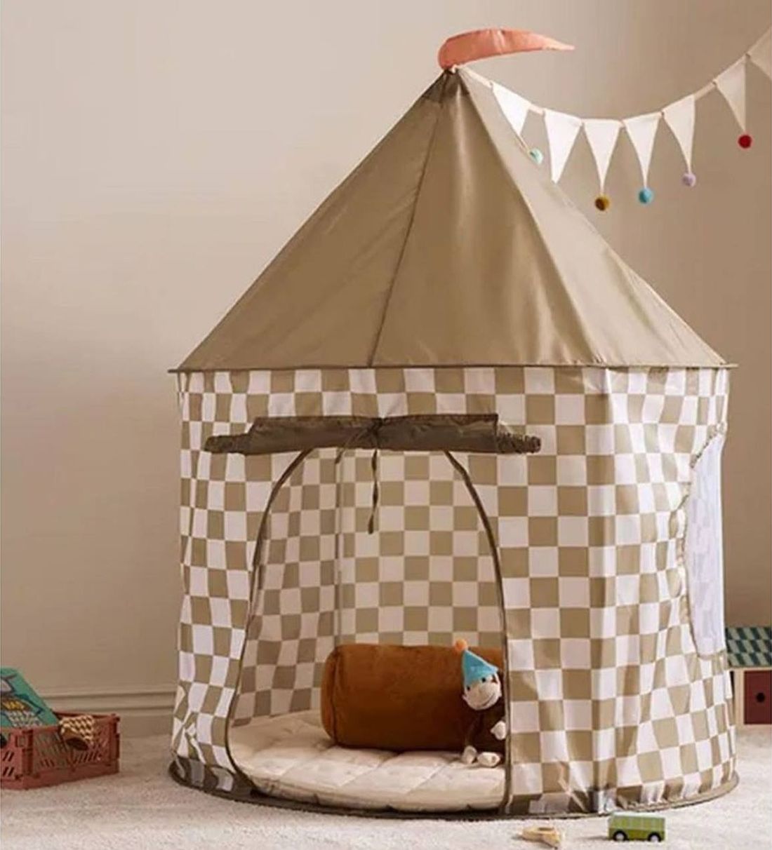 Tente de jeu à carreaux Khaki (Kid's Concept) - Couverture
