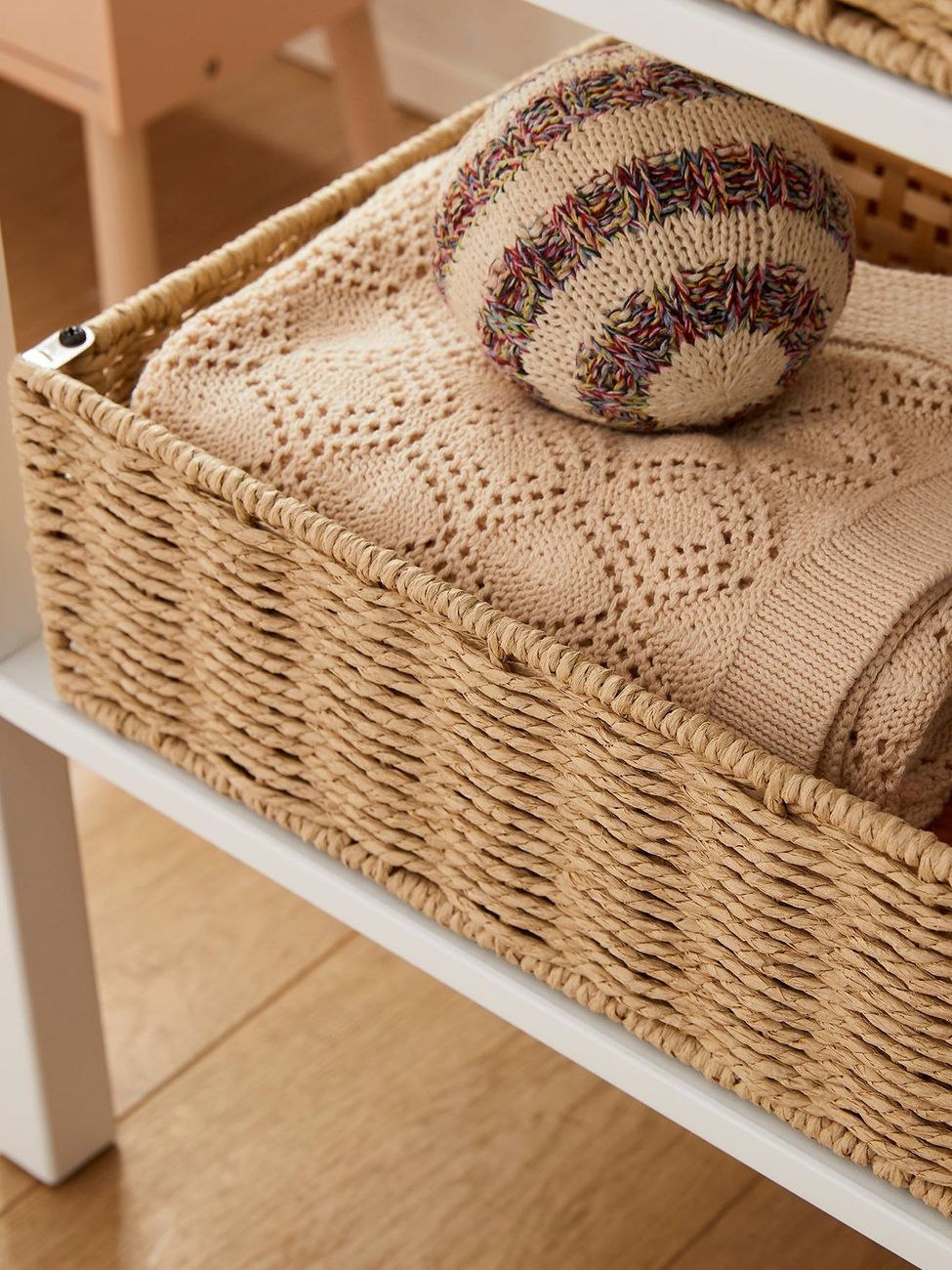 Panier de rangement pour table à lange en corde de papier beige (Vertbaudet) - Couverture