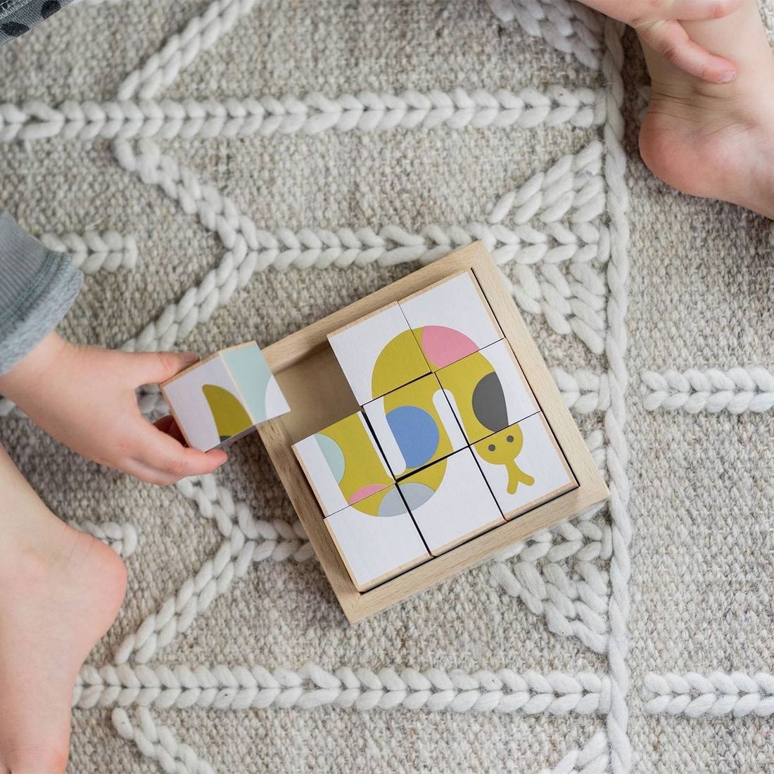 Kindsgut - Puzzle Cubes Animaux En Bois Multicolore