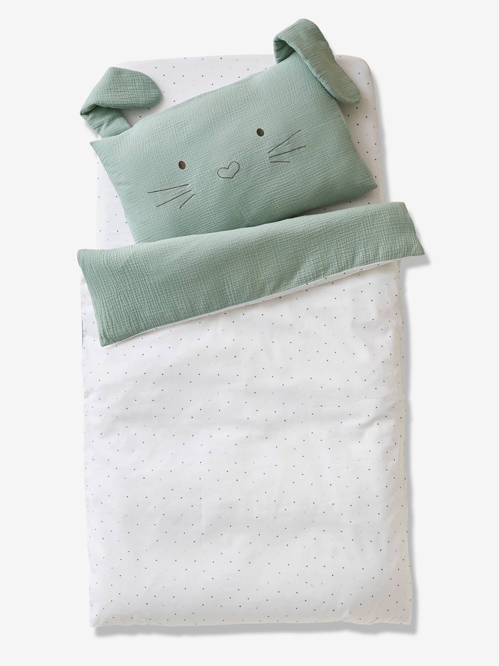 Housse de couette bébé MENTHE A L'EAU vert (Vertbaudet) - Couverture